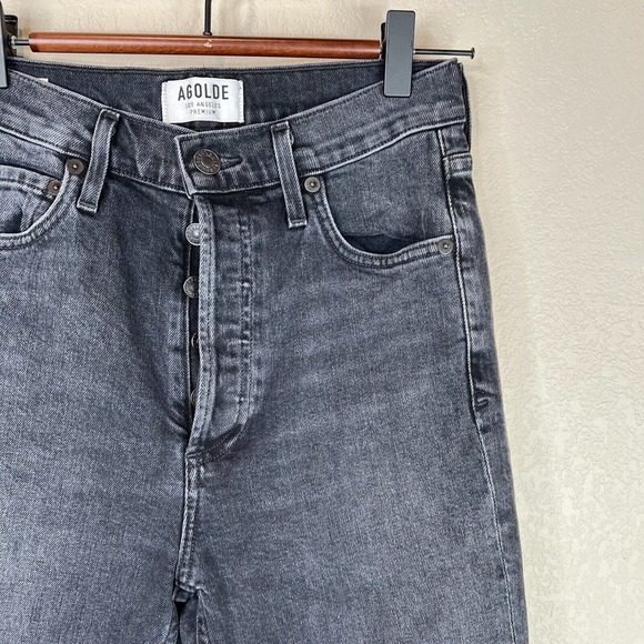 Agolde Nico Jean Virtue Black High Rise Slim Fit Denim Button Fly Womens Size 25 - Picture 3 of 13